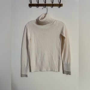 NAADAM Women's Ribbed Off White Cream Turtleneck Pullover Cashmere XS $475